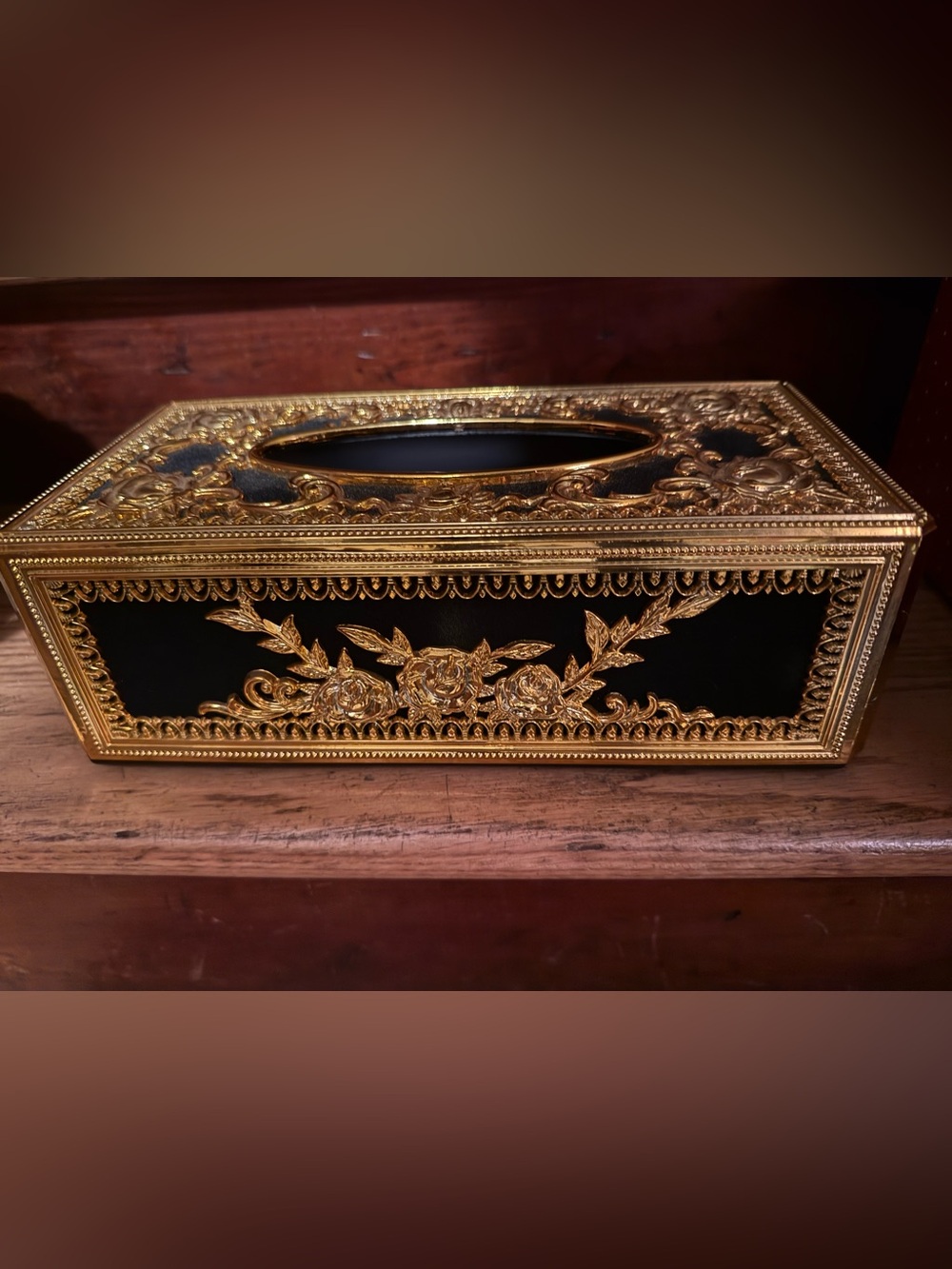 Decorative Black and Gold Tissue Box Cover